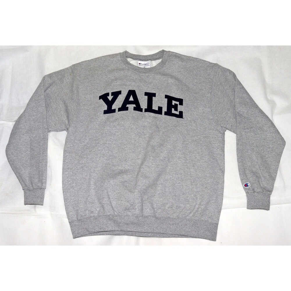SOLD Champion Yale Crewneck Sweater Light Grey XL Preppy Collegiate Academia‎